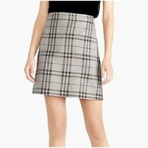 J. Crew Size 10 Tartan Plaid Gray Black A-line Mini Skirt